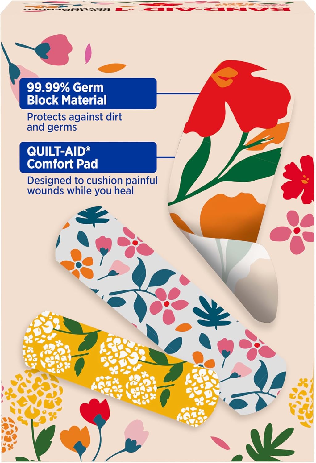 BAND-AID Brand Flexible Fabric Adhesive Bandages, Wildflower Designs, 30 Ct