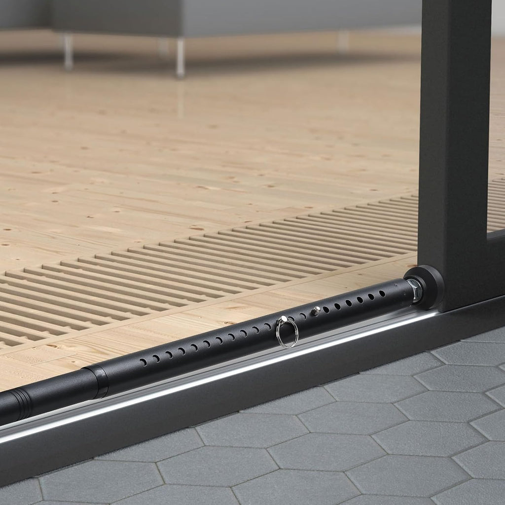 BeBecome Sliding Door Security Bar，17-50 inch Adjustable Patio Door Security bar with Rubber Tips Apartment Bedroom Bottom of Door Heavy Duty Interior White