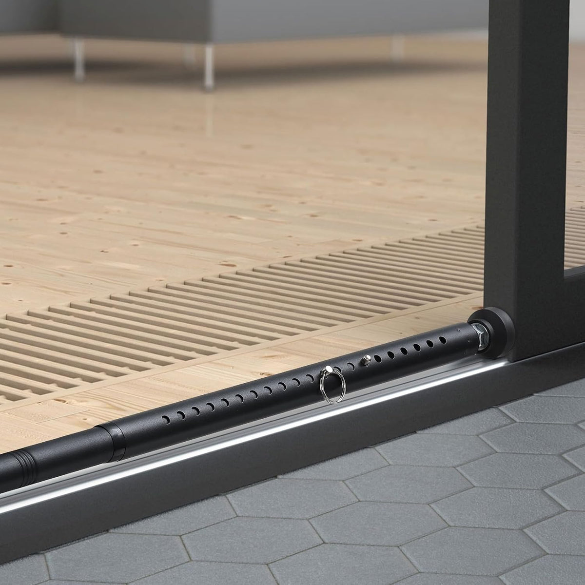 BeBecome Sliding Door Security Bar，17-50 inch Adjustable Patio Door Security bar with Rubber Tips Apartment Bedroom Bottom of Door Heavy Duty Interior White
