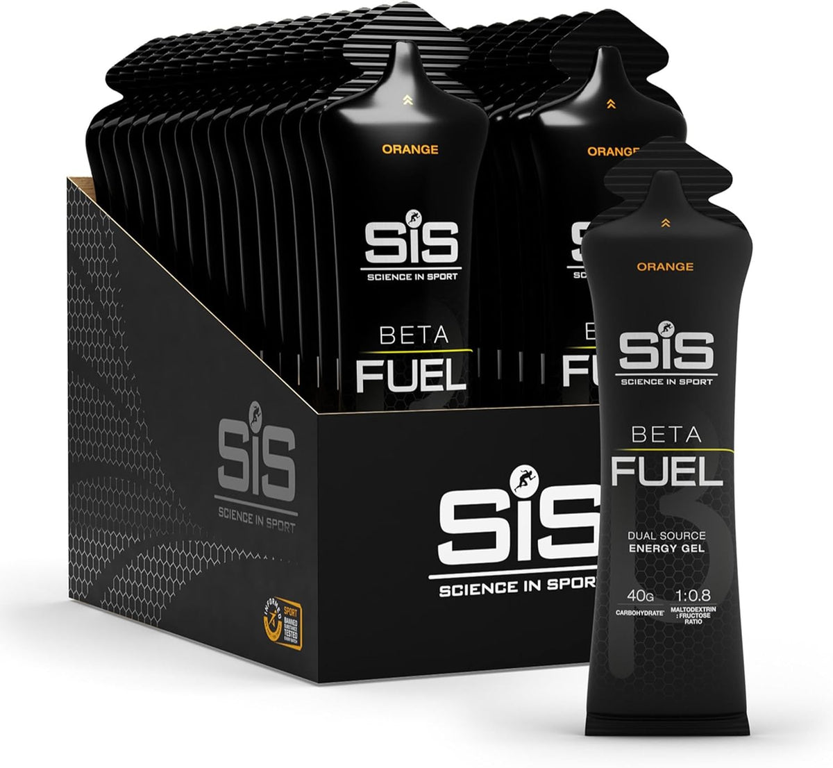 SiS BETA Fuel Dual-Source Isotonic Energy Gel, Strawberry & Lime, 6-Pack