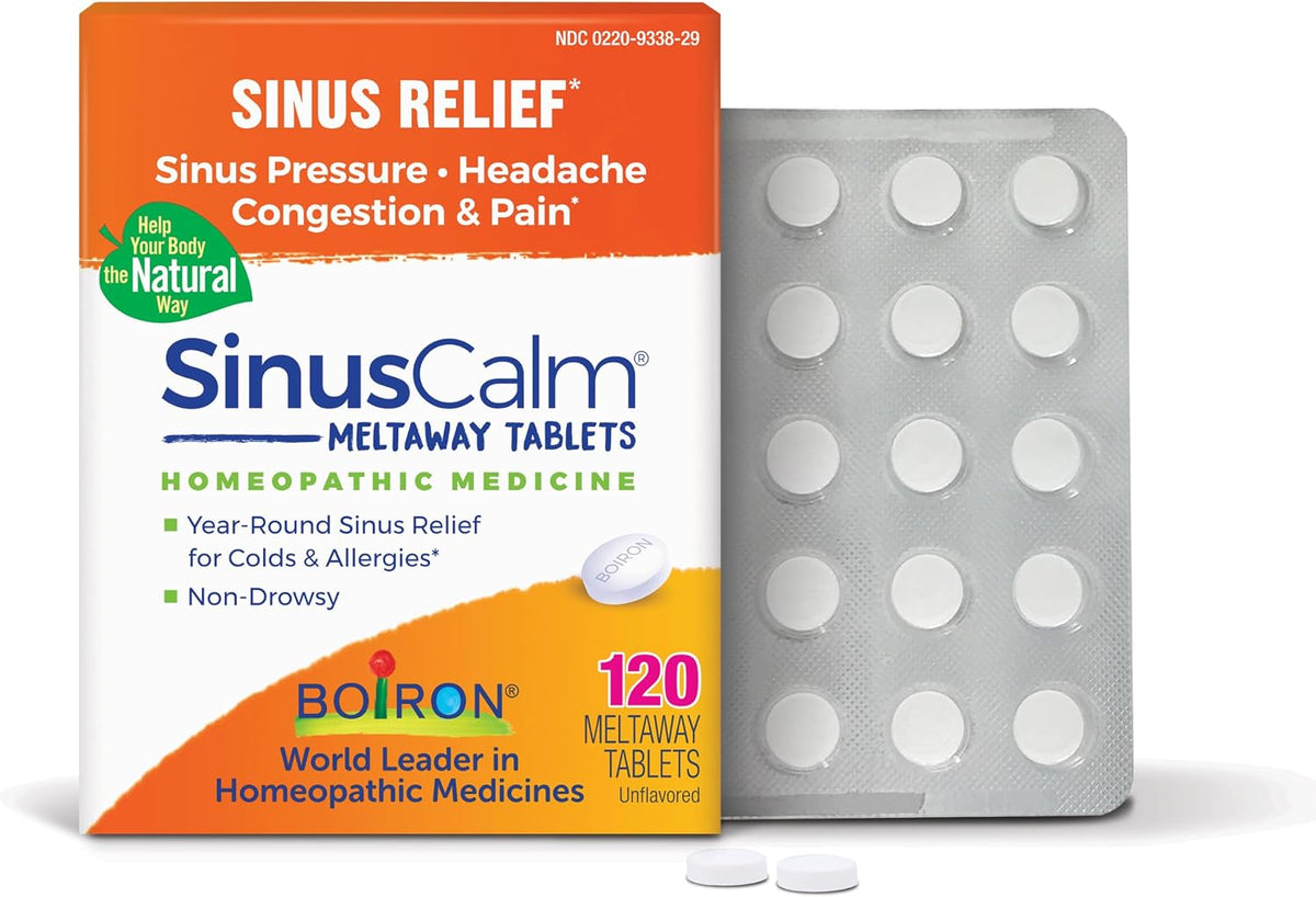 Boiron SinusCalm Tablets for Sinus Pain Relief, Runny Nose, Congestion, Sinus Pressure, Headache - 60 Count
