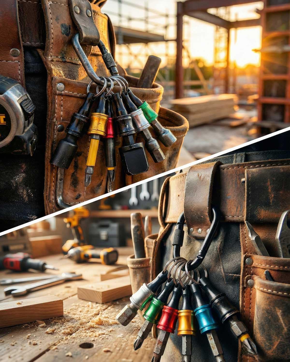 6PCS 1/4 Hex Aluminum Drill Bit Holders Keychain Screwdriver Bit Holders