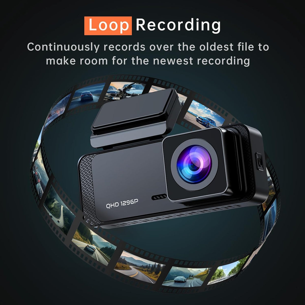 Veement 1296P Dash Cam Front, WiFi Dash Camera for Cars with App