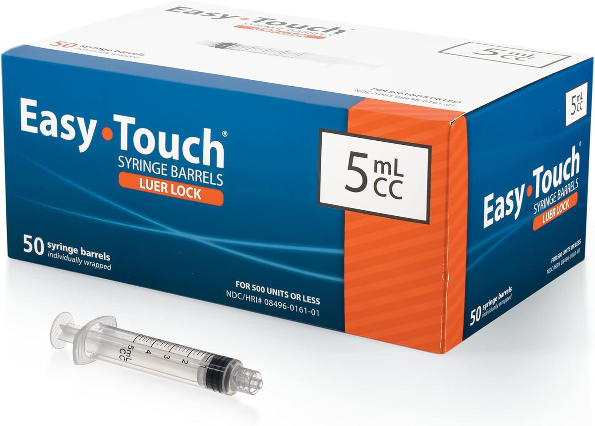Easy Touch Luer-Lock Syringe Barrel, 3ML Syringe, Pack of 100