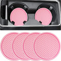 ZSDY Car Cup Coaster, 4PCS Universal Auto Non-Slip Cup Holder Embedded in Ornaments Coaster, Car Interior Accessories Sets, Pink
