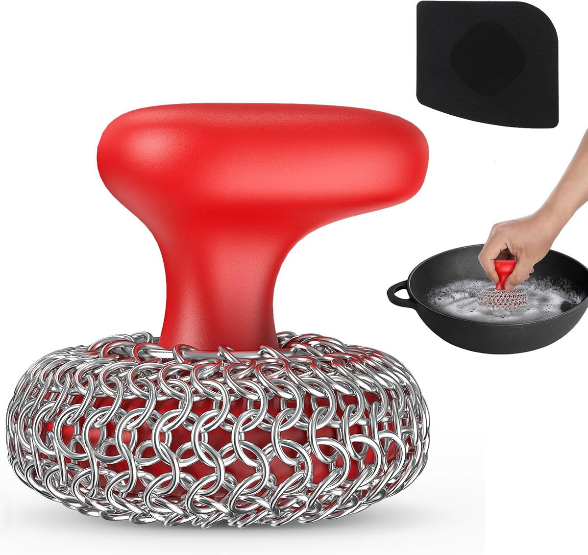 Cast Iron Scrubber Dish Scrub Brush 316 Chainmail Scrubber for Cast Iron