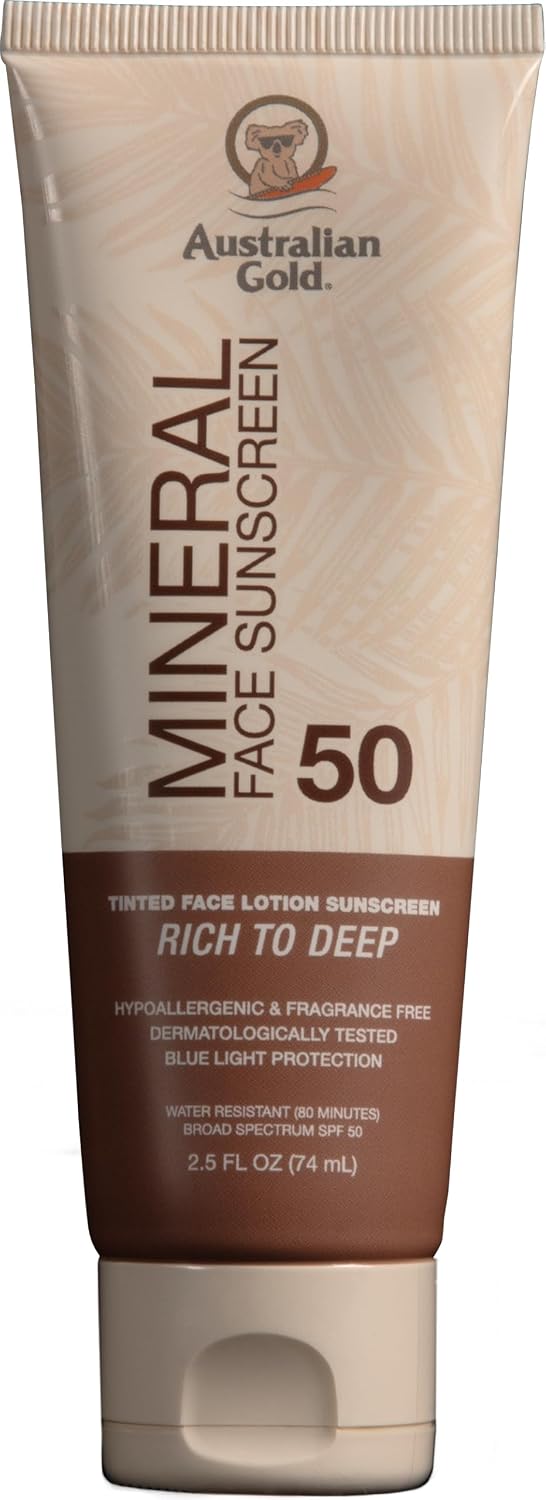 Australian Gold Tinted Mineral Face Sunscreen SPF 50 | Fair to Light Tint