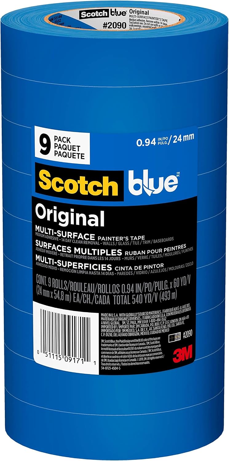 ScotchBlue Original Multi-Surface Painter's Tape 1 Inch Wide, 9 Rolls