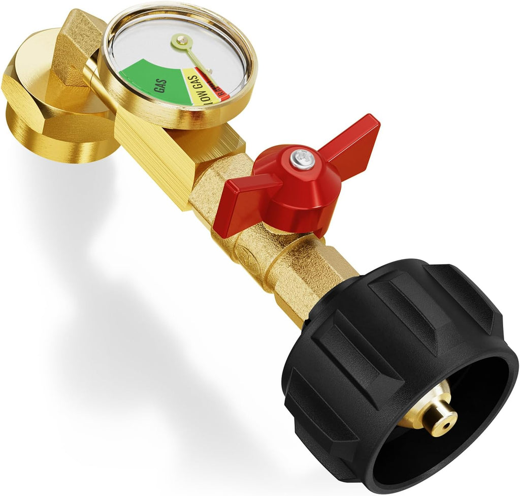 CALPOSE Propane Refill Adapter with Valve and Gauge