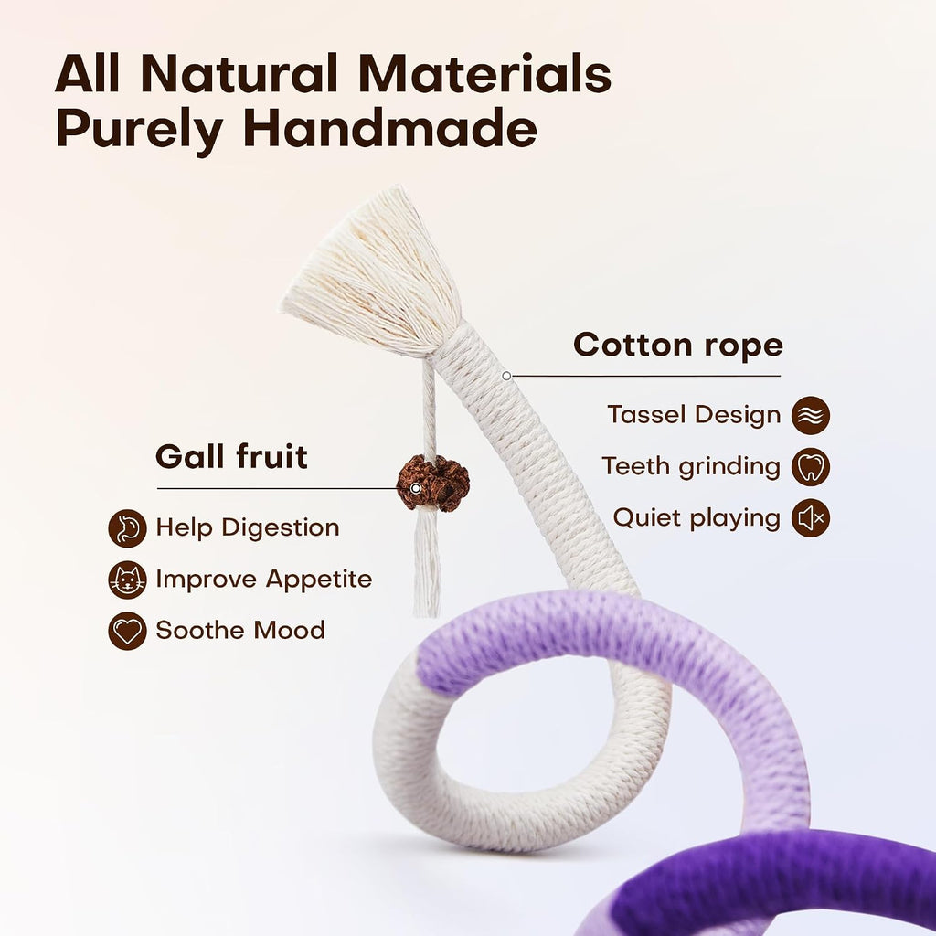 Potaroma Cat Toys Chew Ropes 3Pcs with Refillable Natural Catnip