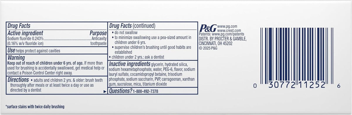3D White Brilliance Vibrant Peppermint Teeth Whitening Toothpaste, 4.6 oz