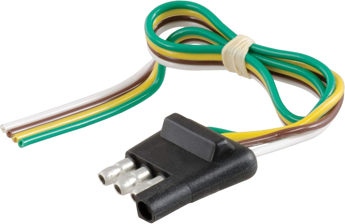 CURT 58030 Trailer-Side 4-Pin Flat Wiring Harness with 12-Inch Wires