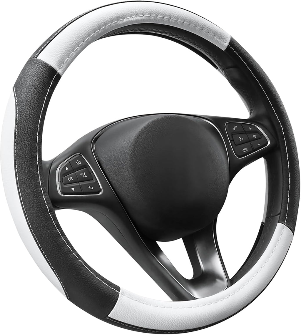 SEG Direct Black Microfiber Leather Auto Car Steering Wheel Cover 15 inch
