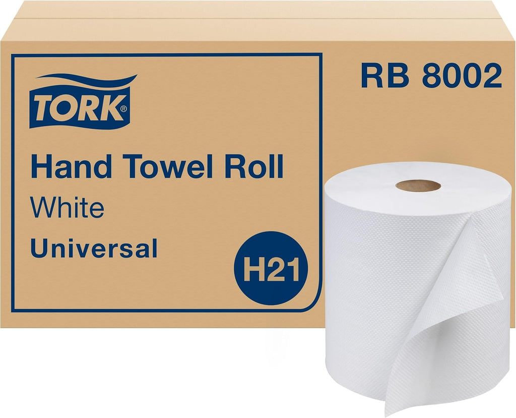 Tork Universal Hand Towel Roll White, 6 Rolls x 800 Ft, RB8002