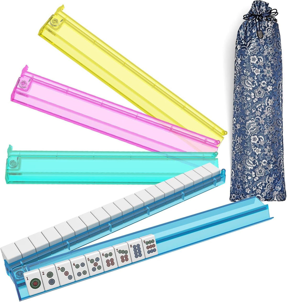 Clear Mahjong Racks with Pushers Set of 4