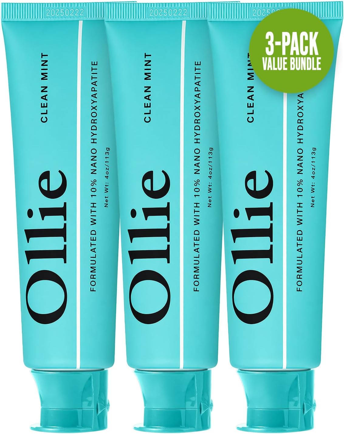 Ollie Fluoride Free 10% Nano Hydroxyapatite Toothpaste, Clean Mint, 1 Pack