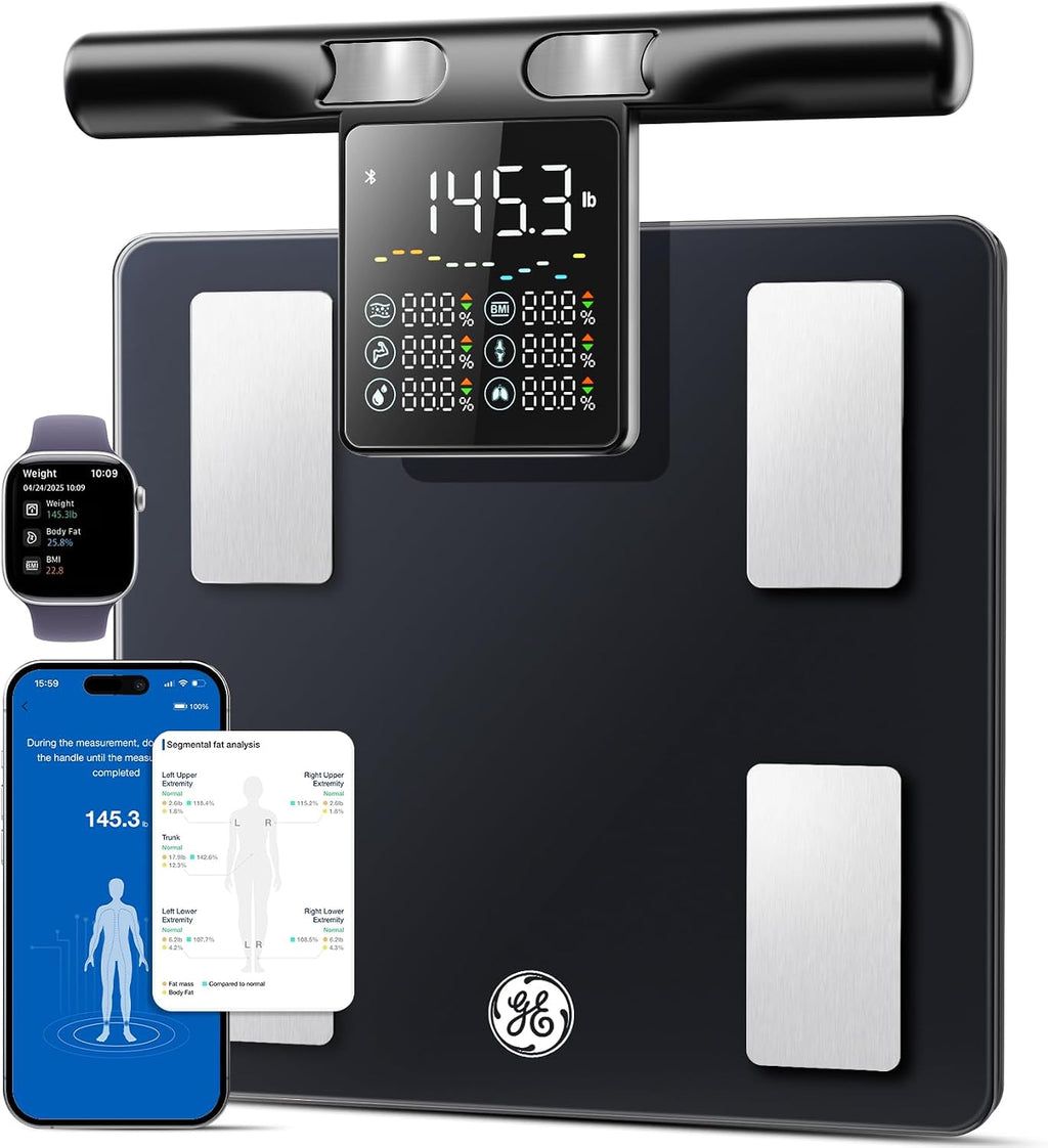 GE Smart Scale for Body Fat with BMI Muscle Mass, 5.3-inch Handle Display