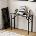 Frylr Small Folding Computer Desk – Portable 35.8 Inch Foldable Laptop Table, No-Assembly, Collapsible and Compact for Easy Storage, Lightweight for Small Spaces, Craft and Study Use, Dark Walnut