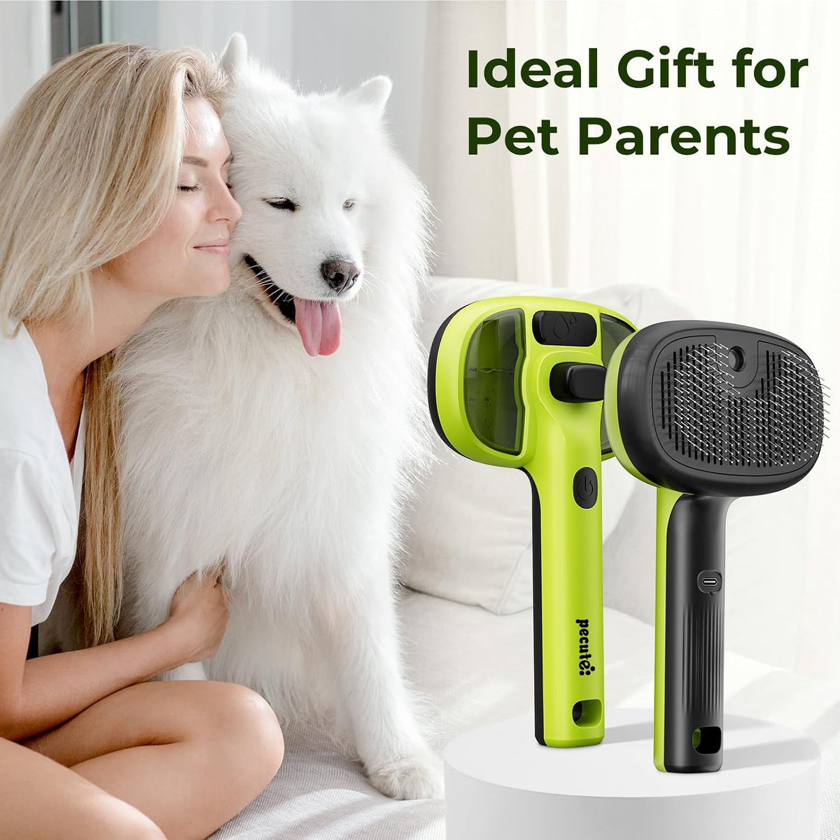 Pecute Self-Cleaning Steam Dog Cat Brush for Heavy Shedding/Long Coats
