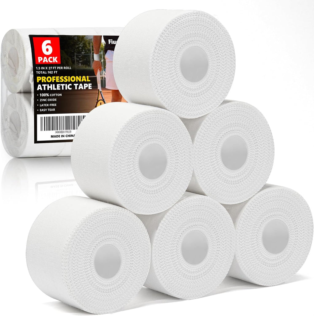 Professional White Athletic Sports Tape, 6 Pack Wrist Ankle Tape