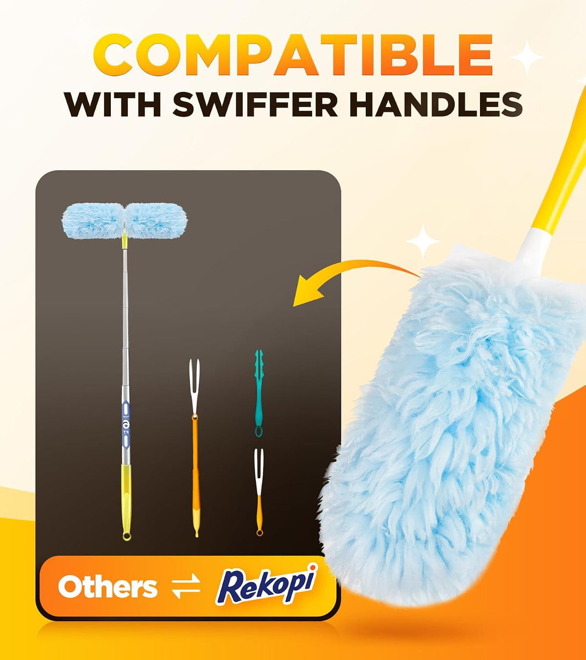 REKOPI 30 Count One-Sided Duster Refills Compatible with Swiffer Duster