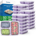 Dealusy 50 Pack 32 oz Meal Prep Containers with Lids 3-Compartment, Black