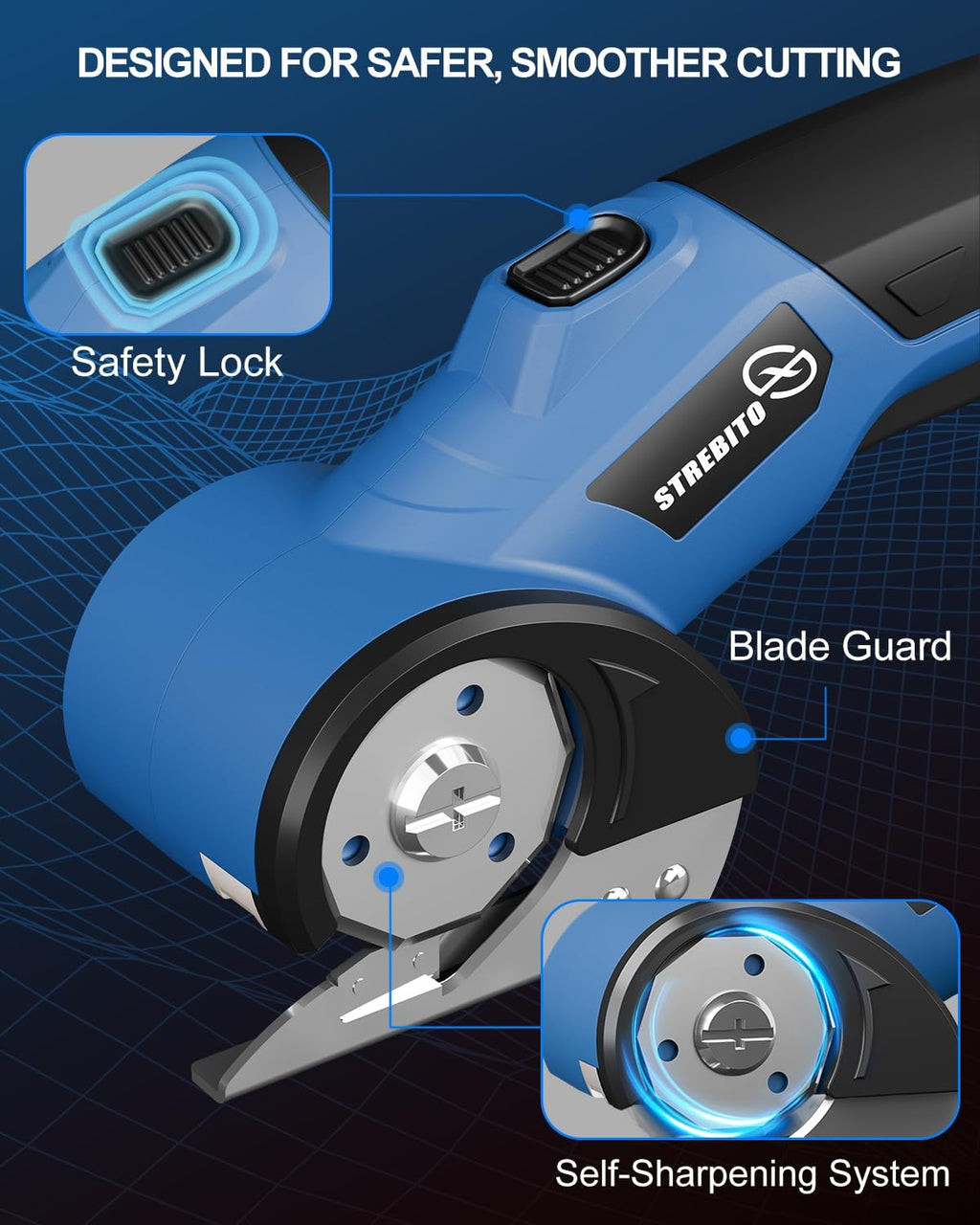 STREBITO Cordless Electric Scissors, 4V Electric Box Cutter for Cardboard