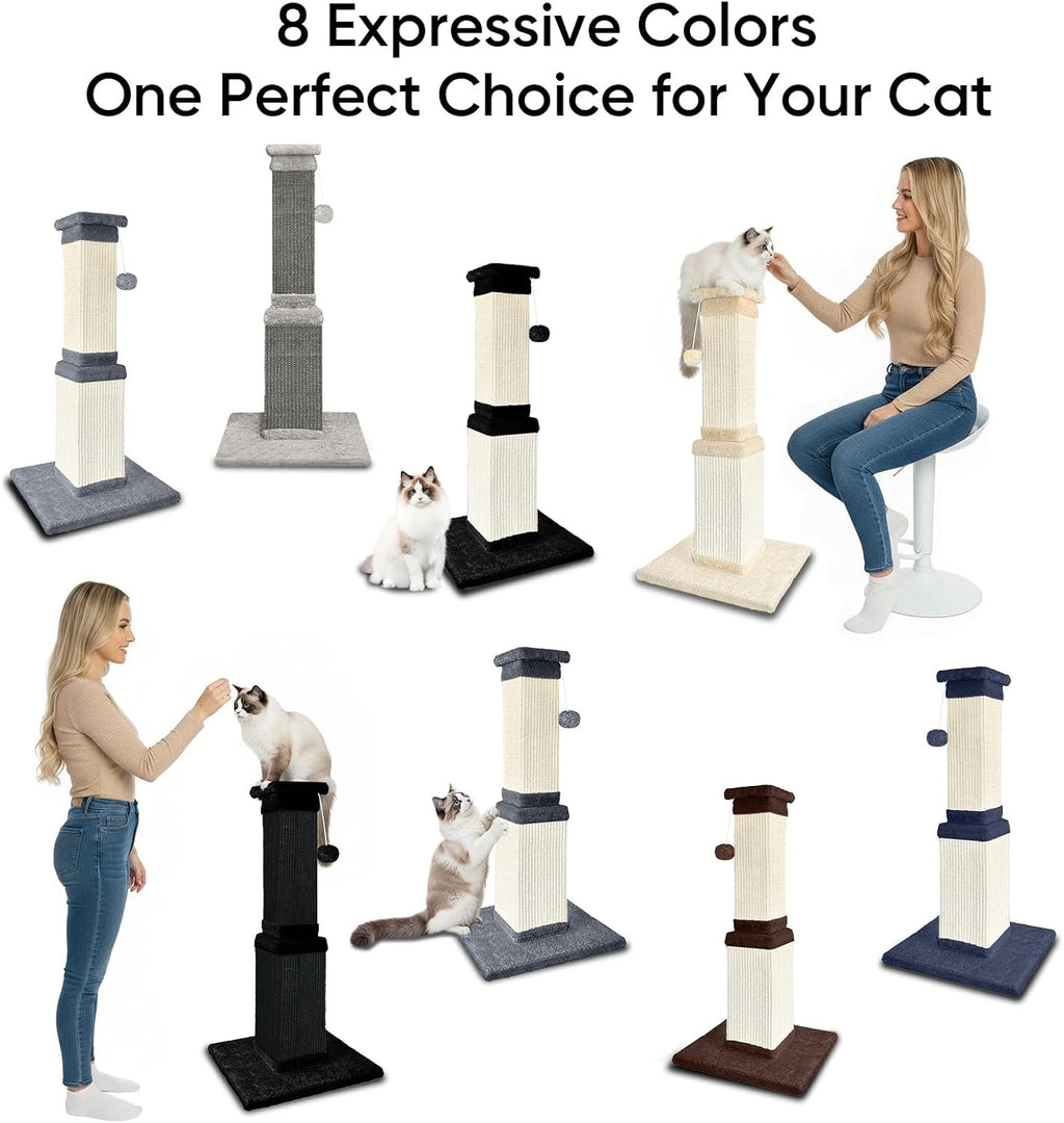 Cat Scratching Post for Indoor Cats, 32Inch Sisal Cat Scratcher, Beige