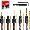 EZARC Countersink Drill Bit Set, 12PCS 2-Flute Adjustable Bits for Wood