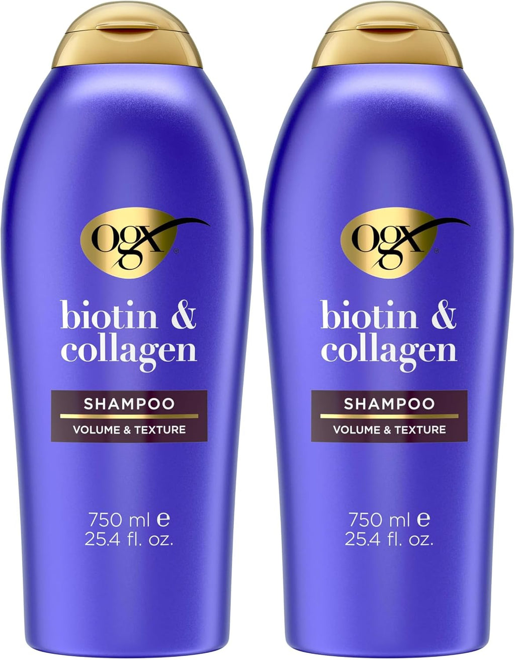 OGX Thick & Full + Biotin & Collagen Volumizing Shampoo, Nutrient-Infused Hair Shampoo with Vitamin B7 Biotin Gives Hair Volume & Body for 72+ Hours, Sulfate-Free Surfactants, 25.4 fl. oz