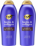 OGX Thick & Full + Biotin & Collagen Volumizing Shampoo, Nutrient-Infused Hair Shampoo with Vitamin B7 Biotin Gives Hair Volume & Body for 72+ Hours, Sulfate-Free Surfactants, 25.4 fl. oz