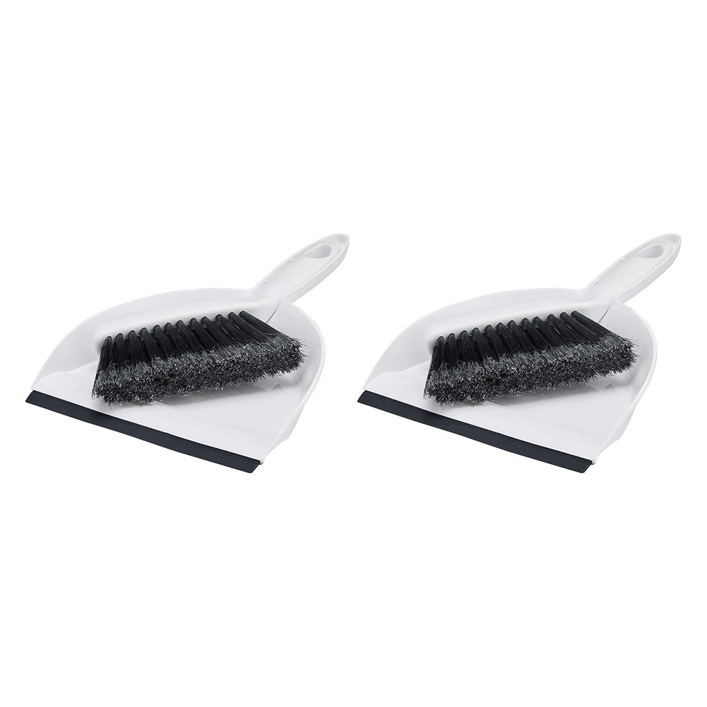 Amazon Basics Small Portable Mini Dustpan and Brush Set for Indoor Outdoor Floor Cleaning, Gray, Pack of 2
