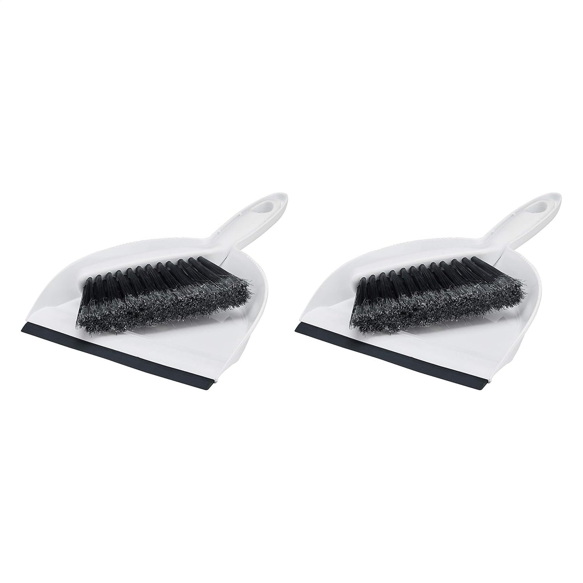 Amazon Basics Small Portable Mini Dustpan and Brush Set for Indoor Outdoor Floor Cleaning, Gray, Pack of 2