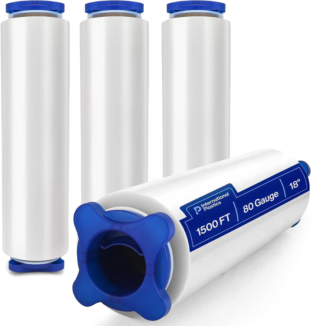 International Plastics Co. 18" Stretch Film/Wrap 1500 feet 80 Gauge, 4 Pack