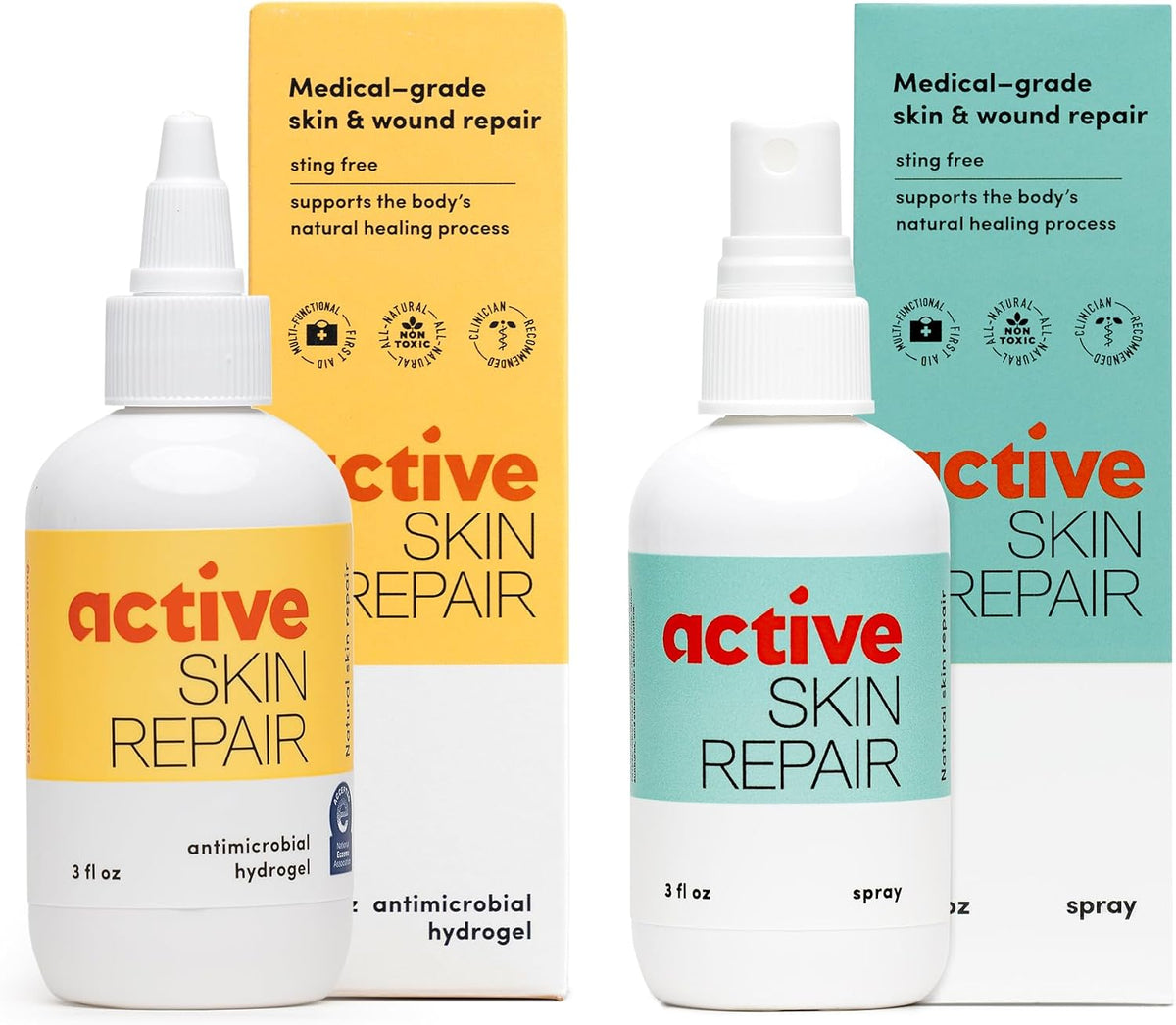 Active Skin Repair First Aid Hydrogel and Spray Bundle, 3 oz Each