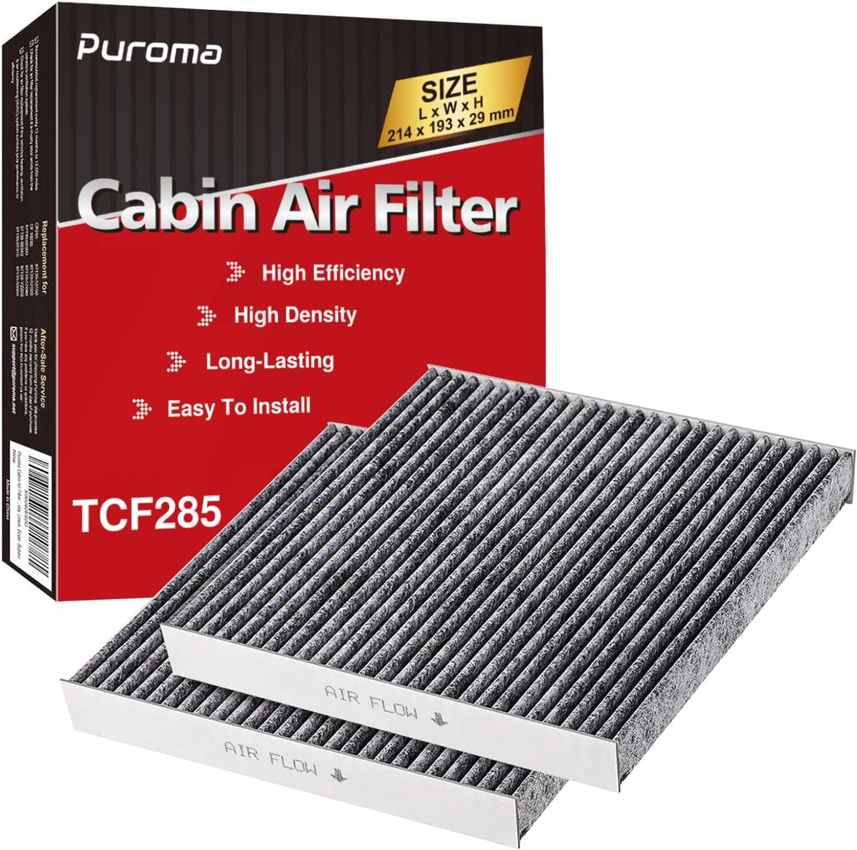 Puroma 1 Cabin Air Filter Activated Carbon for CP285 CF10285 Toyota Lexus