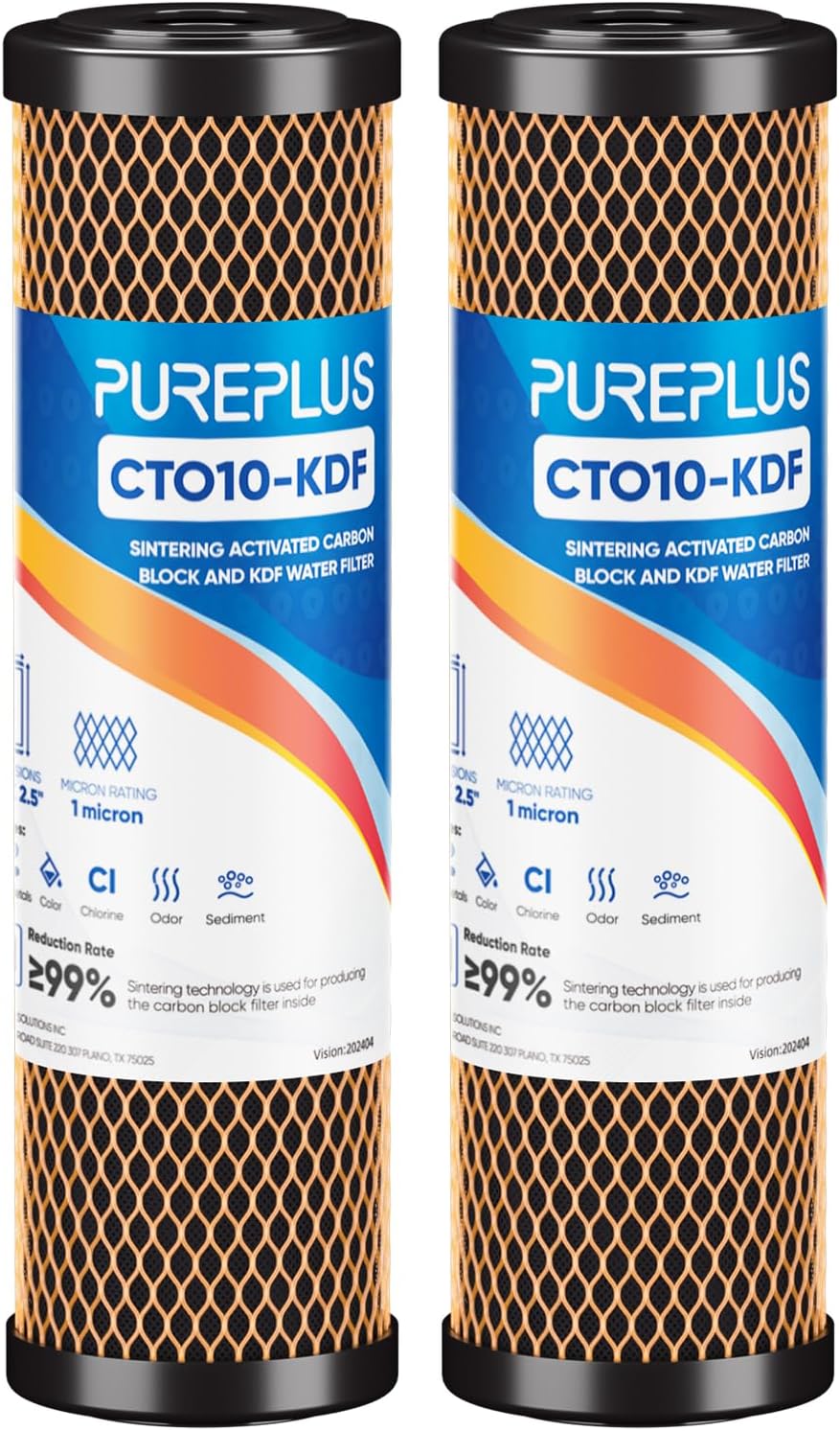 1 Micron 2.5" x 10" Whole House CTO Carbon Water Filter Cartridge Replacement for Under Sink Water Filter System, Dupont WFPFC8002, WFPFC9001, FXWTC, SCWH-5, WHEF-WHWC, WHCF-WHWC, AMZN-SCWH-5, 4Pack