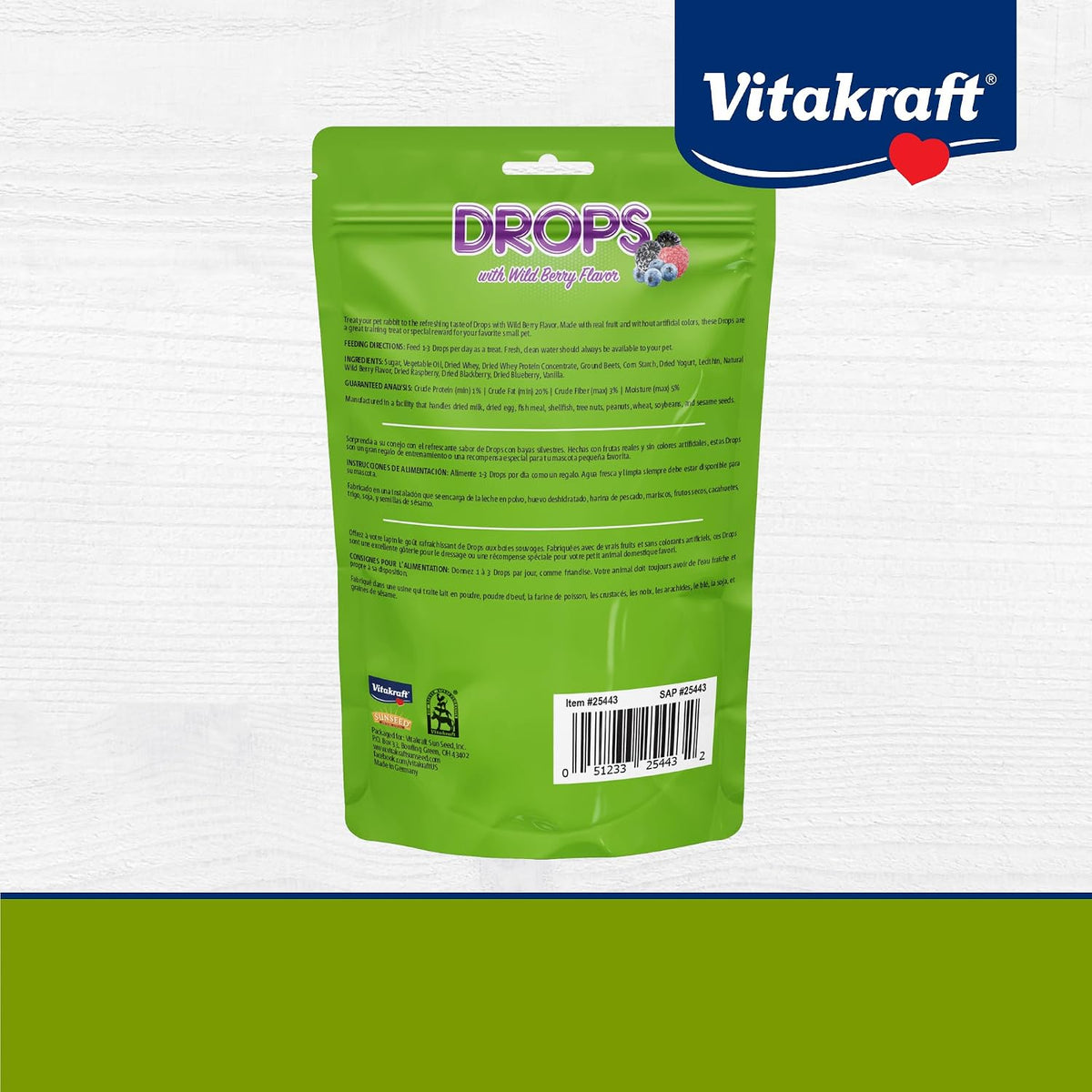 Vitakraft Drops Rabbit Treats with Wildberry Flavor – 5.3 oz Delicious Yogurt-Based Snacks for Rabbits, Guinea pigs, Hamsters, Gerbils, Mice, Rats, Chinchillas, and other Small Animals.