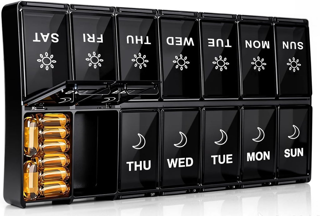 Mossime XL Pill Organizer 2 Times a Day, 7 Day Am Pm Weekly Pill Box