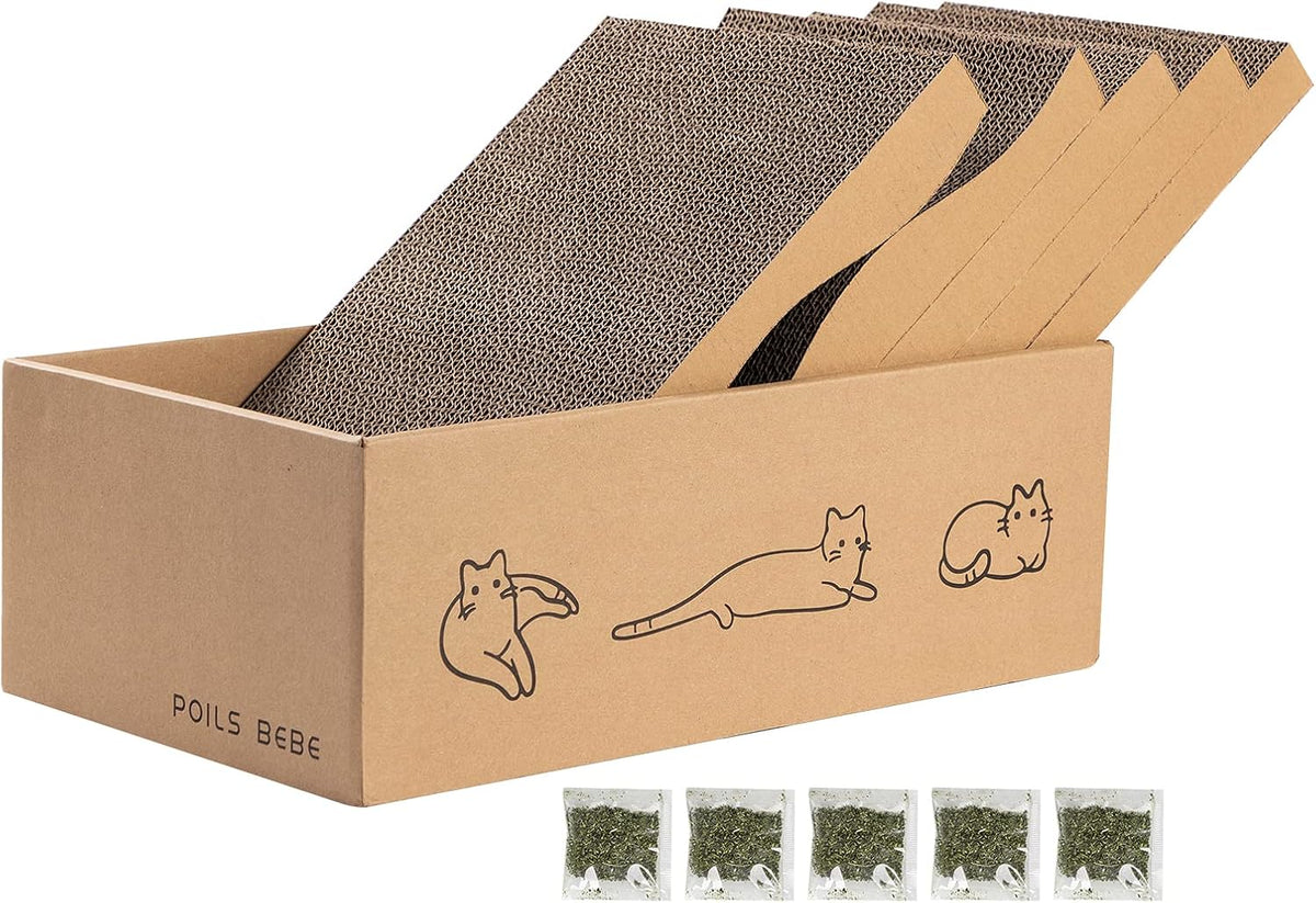 Poils bebe L Shape Cat Scratcher, 26.8 Inch Cat Scratchers for Indoor Cats