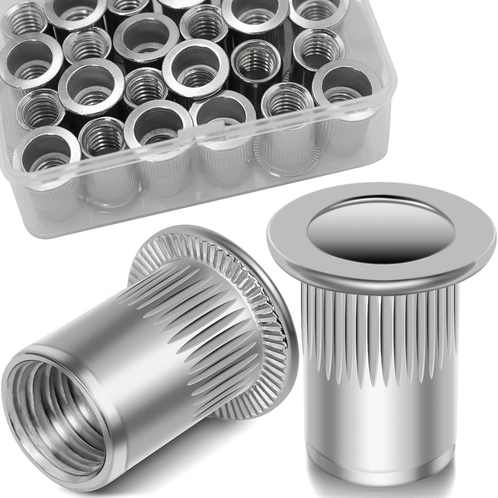 1/4-20 Rivet Nut,115Pcs Zinc Plated Threaded Inserts Rivnuts