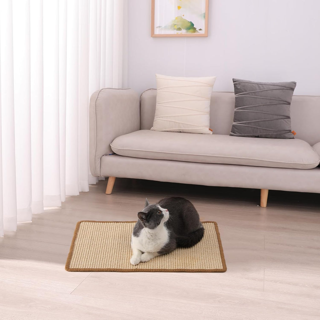 FUKUMARU Cat Scratcher Mat, 23.6 X 15.7 Inch Natural Sisal Cat Scratch Mat