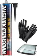 Urethane Windshield Adhesive - Quick Curing & Weather Resistant Auto Glass Adhesive, Vertical & Overhead Application, Windshield Repair Kit with Gloves, Applicator Tip & Cartridge - 310ml Black