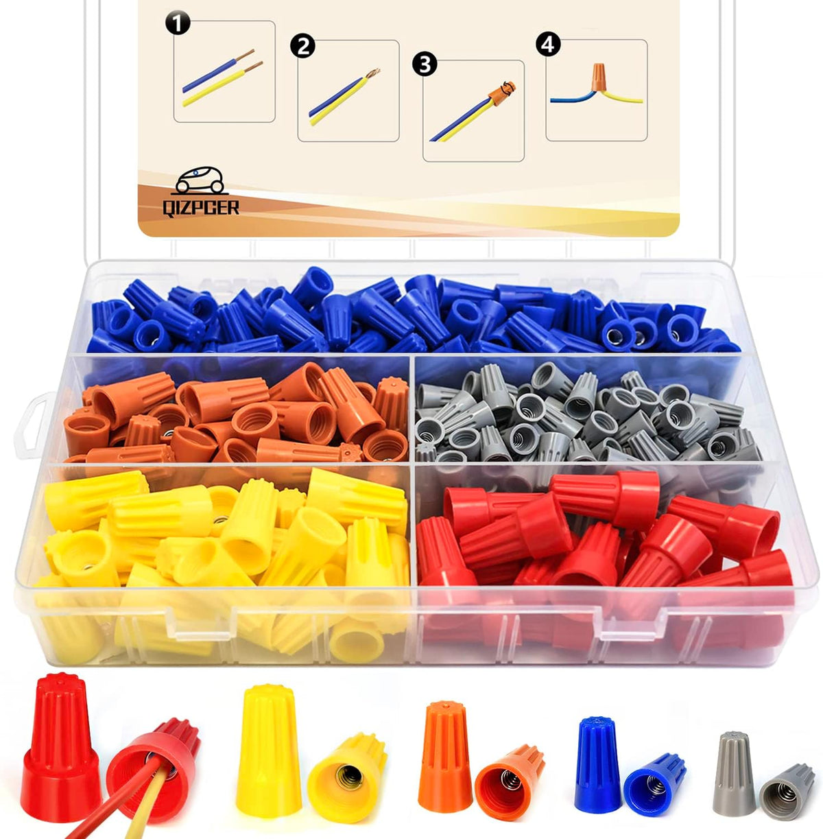 330 Pcs Wire Connectors Nuts Kit - Electrical Twist Wiring Splice Screw Caps Assortment