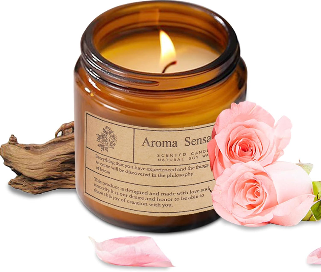 Organic Coconut Vanilla Candles - Non Toxic Soy Candles for Home, Stress Relief & Meditation (7oz)