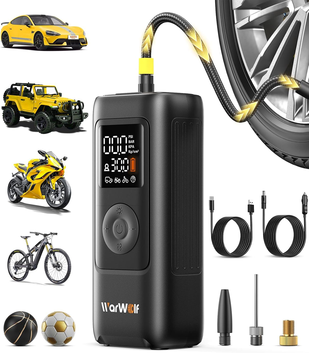 Smart Tire Inflator, Auto Shut-Off at Target PSI, Portable Air Compressor