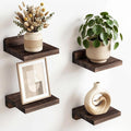 Fixwal Small Floating Shelves for Wall Decor (5Inch, Wood, Black, Set of 4)
