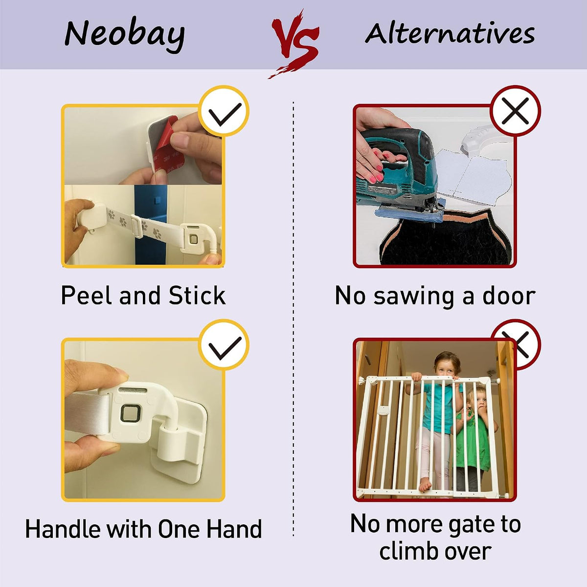 Neobay Adjustable Door Strap and Latch, Keeps Dogs Out of Litter Box
