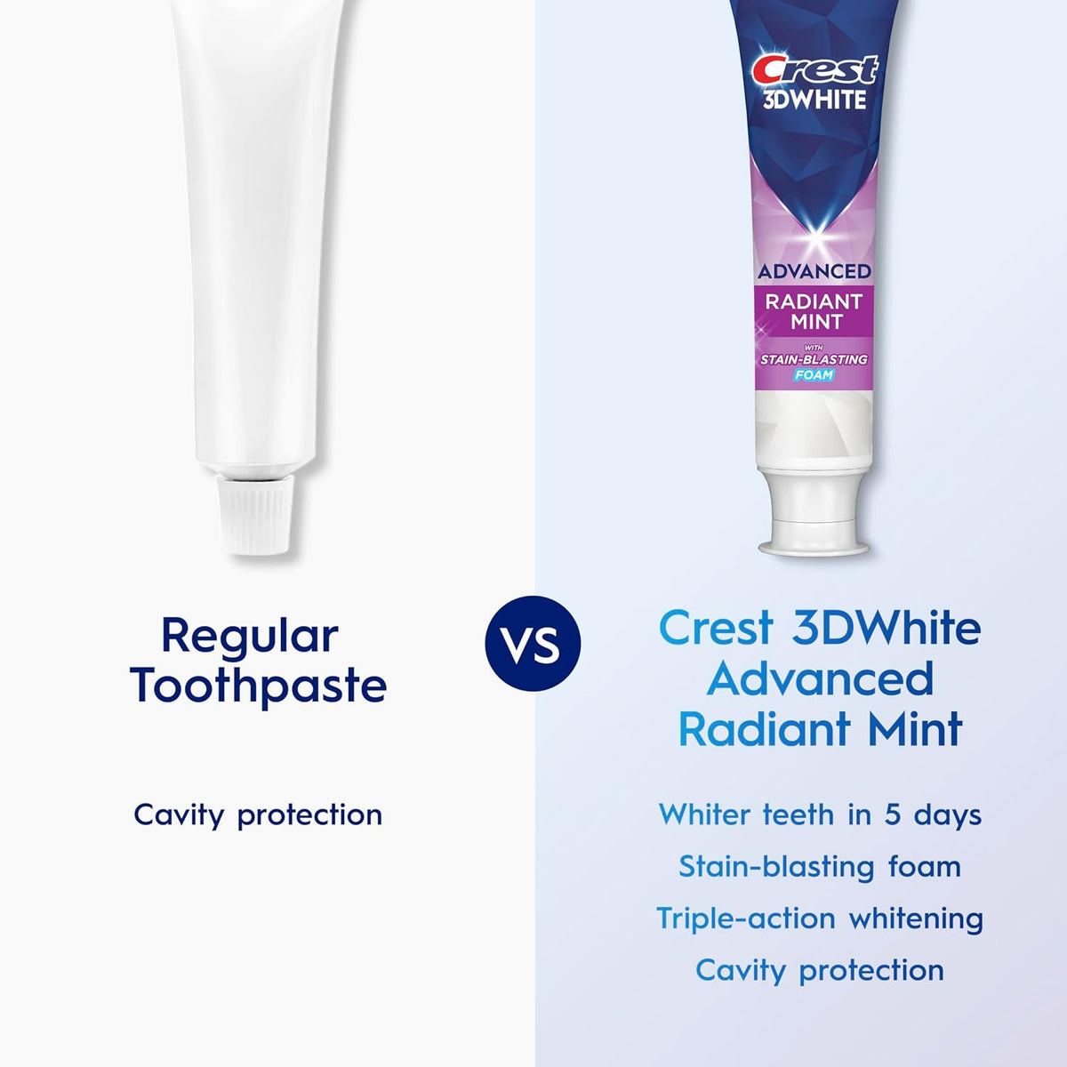Crest 3D White Advanced Teeth Whitening Toothpaste, Crest 3D White Brilliance Toothpaste, Radiant Mint, 3.3 oz, Pack of 3 (Packaging May Vary)