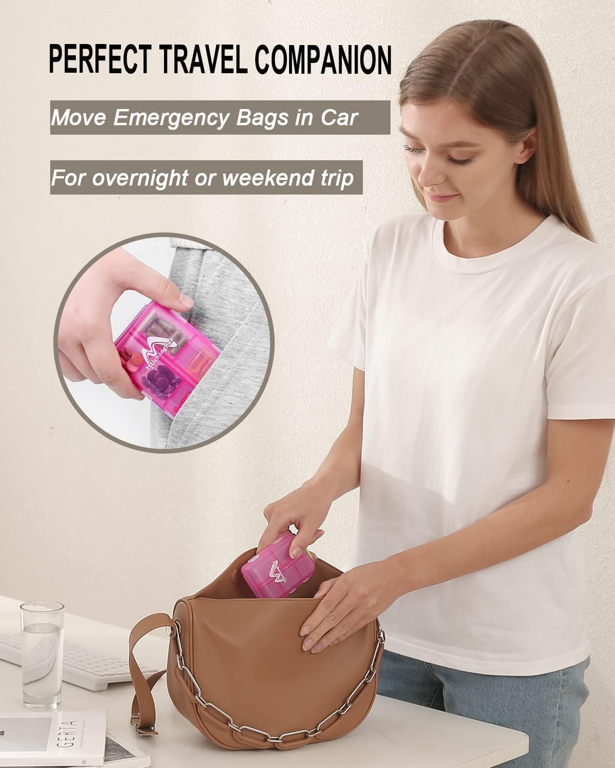 4PS Travel Pill Organizer 10 Compartment Folding Small Pill Case Four Color